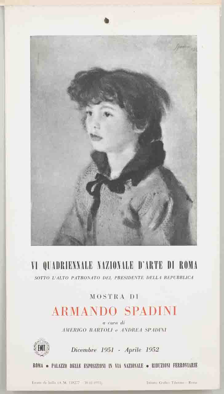 dipinto con ritratto a mezzo busto di fanciulla di Armando Spadini (locandina) - ambito italiano (sec. XX)