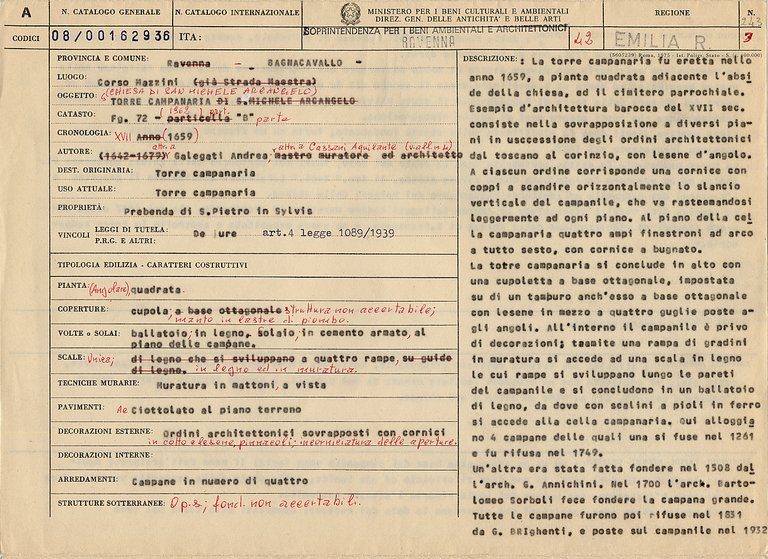 Torre Campanaria Ch. di S. Michele Arcang (chiesa) - Bagnacavallo (RA) 