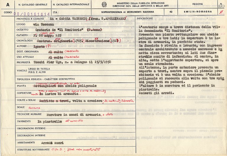 Oratorio de "il Romitorio" (oratorio) - Casola Valsenio (RA) 