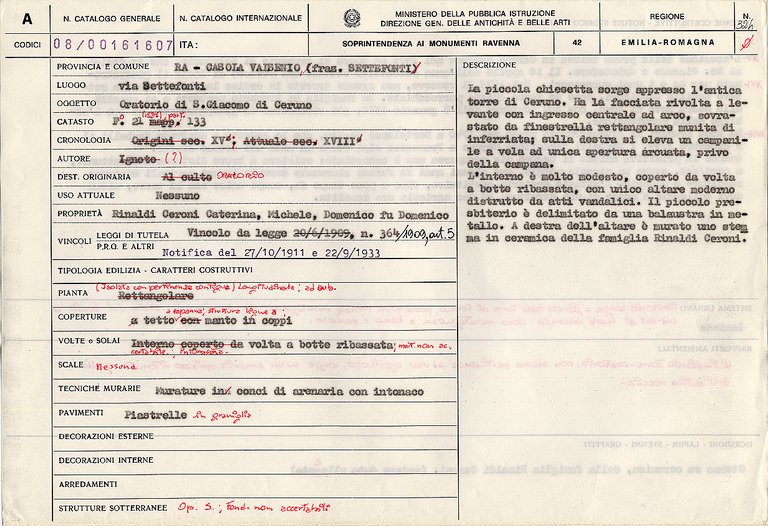 Oratorio di S. Giacomo di Ceruno (oratorio) - Casola Valsenio (RA) 