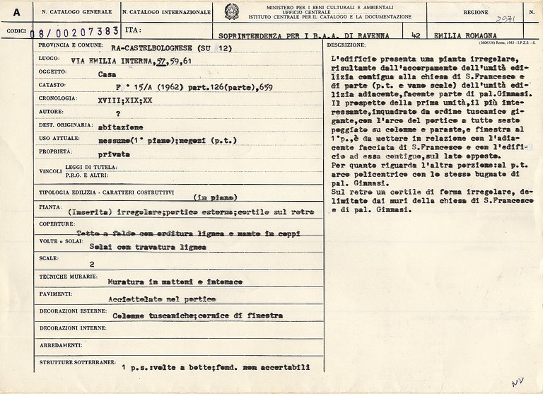 Casa ai nn. 57, 59, 61 di Via Emilia interna (casa) - Castelbolognese (RA) 