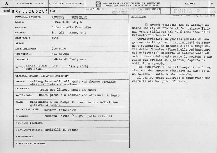 Orfanotrofio femminile (orfanatrofio) - Fusignano (RA) 