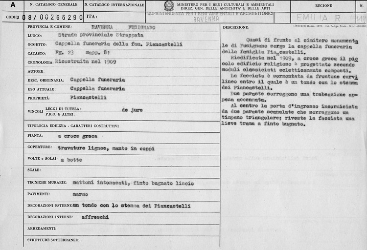 Cappella funeraria della Famiglia Piancastelli (cappella) - Fusignano (RA) 