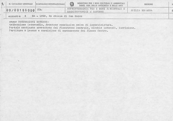 Ex Chiesa di S. Rocco (chiesa) - Lugo (RA)  <br>Condizioni d'uso: <a class='link-esterno' href='https://docs.italia.it/italia/icdp/icdp-pnd-circolazione-riuso-docs/it/v1.0-giugno-2022/testo-etichetta-BCS.html' target='_bcs'>Beni Culturali Standard (BCS)</a>