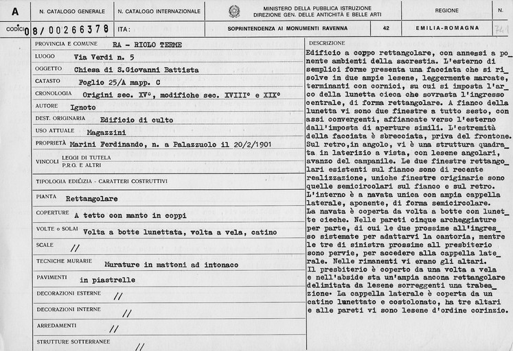 Chiesa di S. Giovanni Battista (chiesa) - Riolo Terme (RA) 