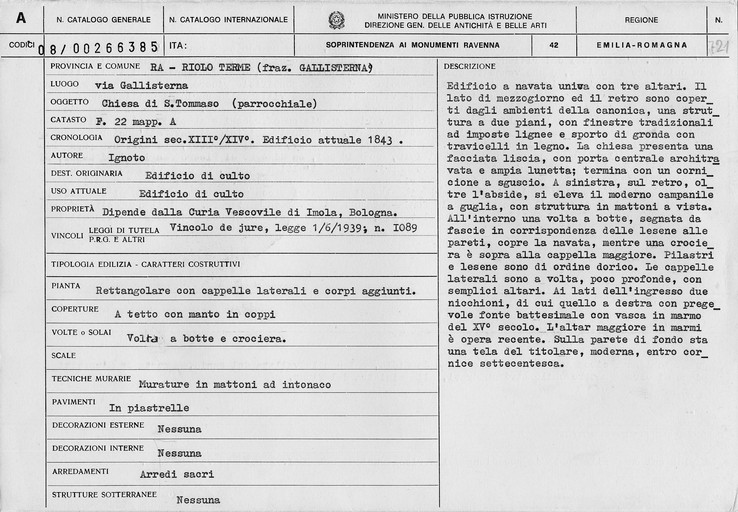 Chiesa di S. Tommaso (chiesa) - Riolo Terme (RA) 