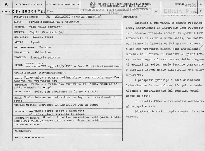 Casa 'alle fontane' (casa d'abitazione) - Comacchio (FE) 