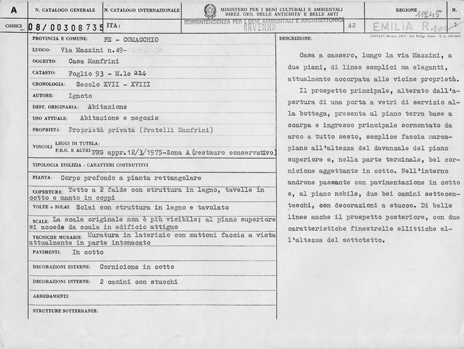 Casa Manfrini (casa d'abitazione) - Comacchio (FE) 