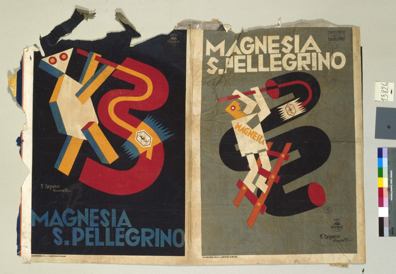 automa su fondo nero (manifesto) di Depero Fortunato (sec. XX)
