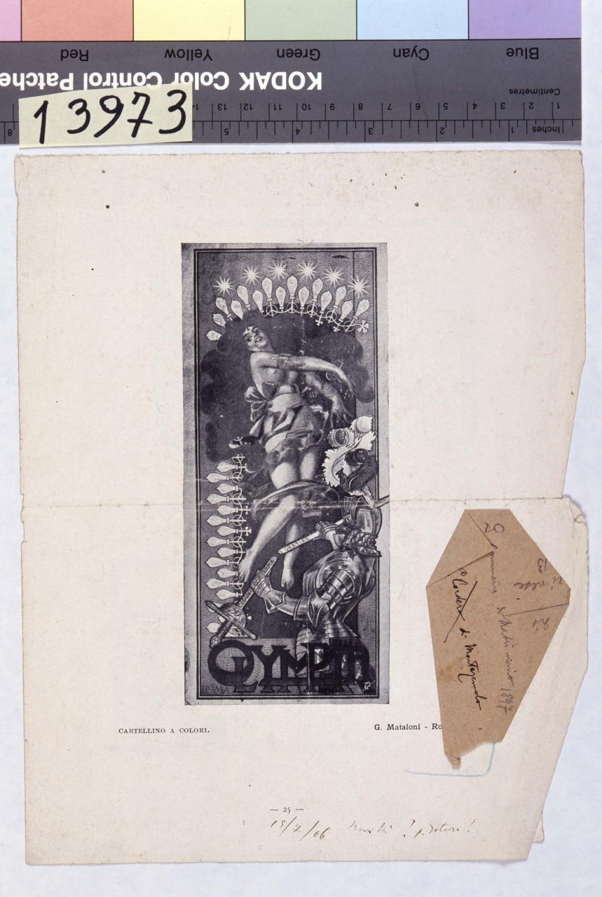 figura femminile seminuda con cavaliere in armatura che spezza una spada (stampa) di Mataloni Giovanni Maria (fine/ inizio secc. XIX-XX)