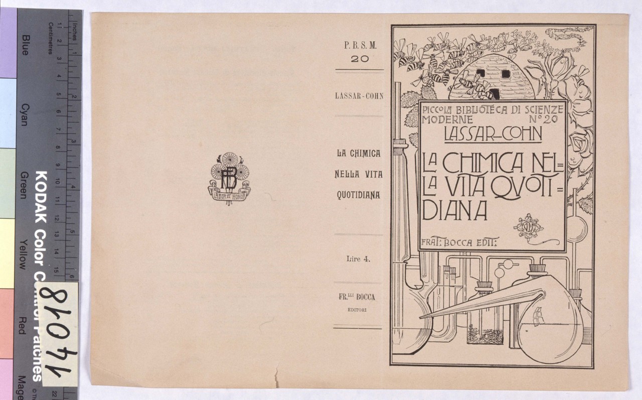 alambicchi con sciame di api che entra in un alveare tra le rose (copertina) di Mataloni Giovanni Maria (fine/ inizio secc. XIX-XX)