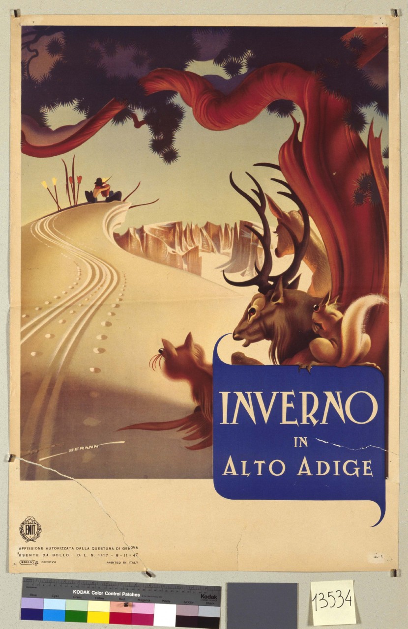 paesaggio montano con animali (manifesto) di Berann Heinrich Cäsar (sec. XX)