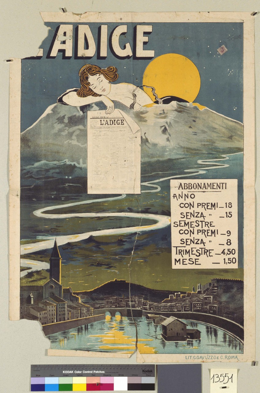 veduta della valle dell'Adige (manifesto) - ambito italiano (sec. XX)