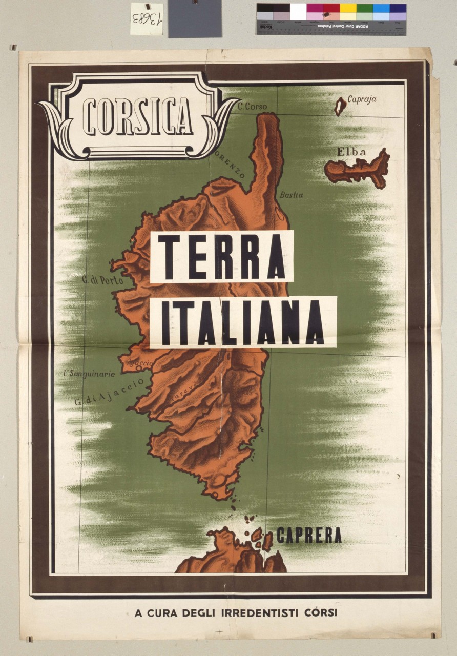 cartina della Corsica (manifesto) - ambito italiano (sec. XX)