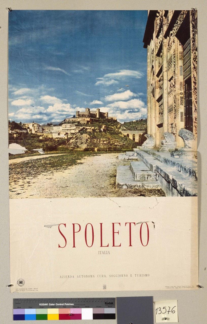 veduta di Spoleto (manifesto) - ambito italiano (sec. XX)