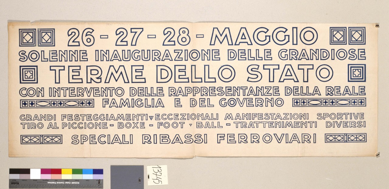 scritte pubblicitarie (locandina) di Chini Galileo (sec. XX)