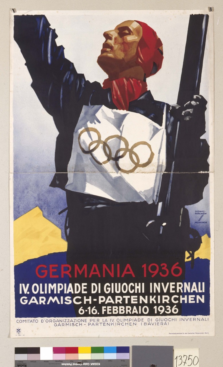 atleta con logo delle olimpiadi sul petto (manifesto) di Hohlwein Ludwig (sec. XX)
