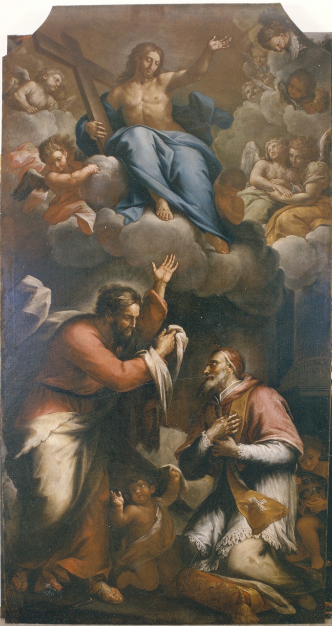 San Bartolomeo sprona Pio V all'orazione per la gloria della Chiesa (dipinto, opera isolata) di Boccaccino Francesco (sec. XVIII)