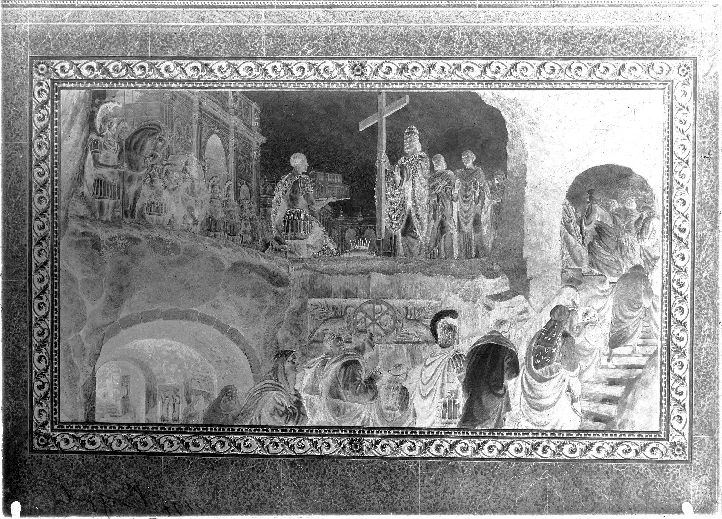 Decorazioni - Pittura - Affreschi - Iconografia cristiana <Storie di S. Pietro> (negativo) di anonimo (XX)