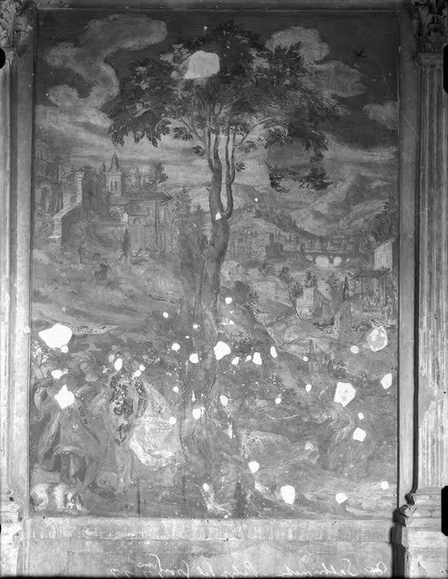 Storie di Paride - Pitture murali (negativo) di Campi, Bernardino (attr), Soens, Jan (attr), Anonimo - ambito fiammingo (XX)