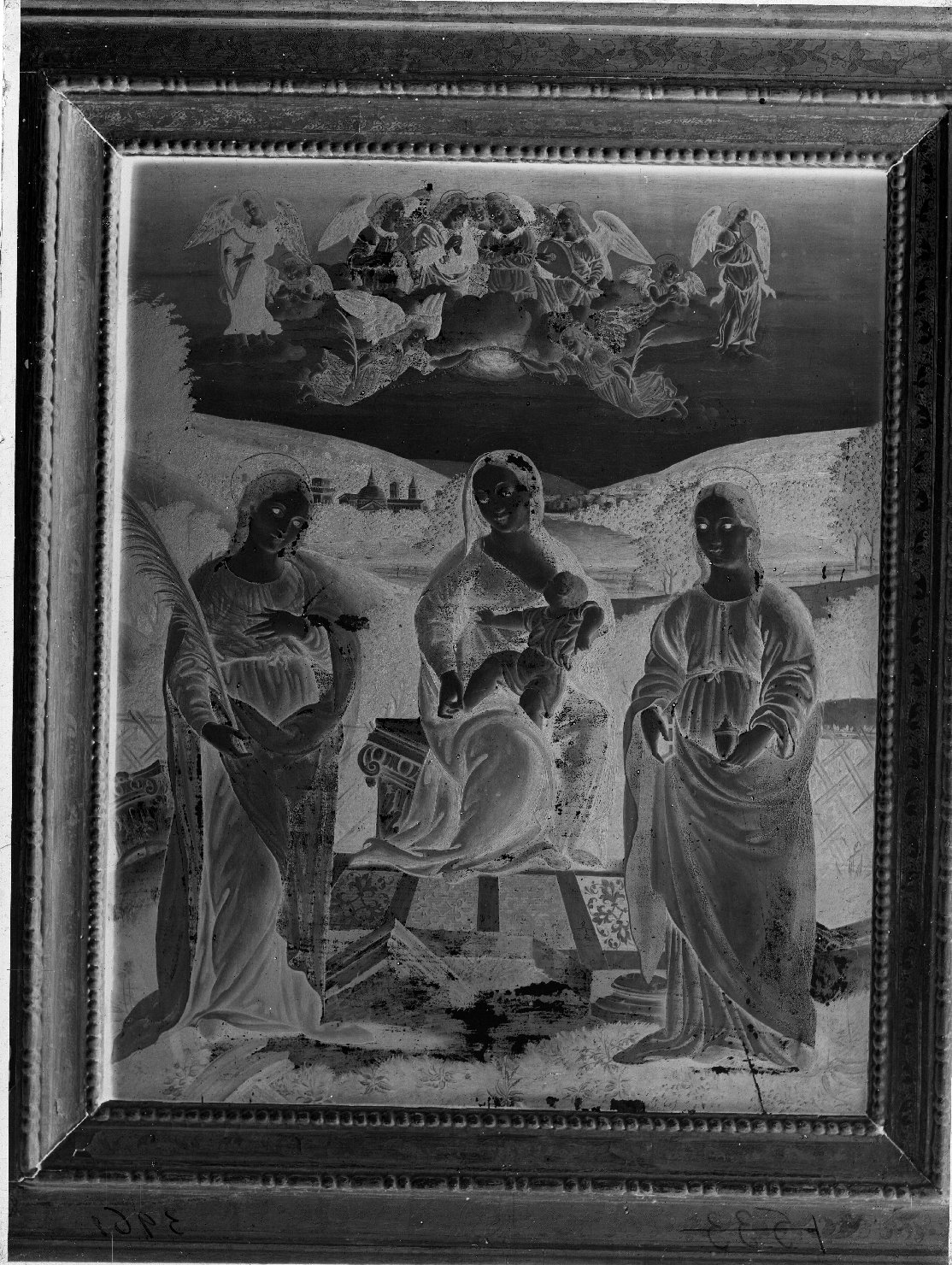 Madonna col bambino tra le sante Caterina d'Alessandria e Maddalena - Dipinti su tavola - Mantova (negativo) di Fancelli Bartolomeo (attr), Anonimo (XX)