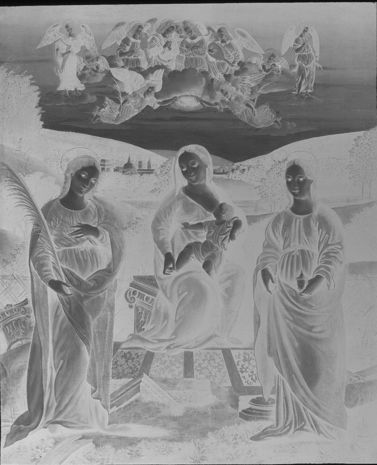 Madonna col bambino tra le sante Caterina d'Alessandria e Maddalena - Dipinti su tavola - Mantova (negativo) di Fancelli, Bartolomeo (attr), Anonimo (XX)