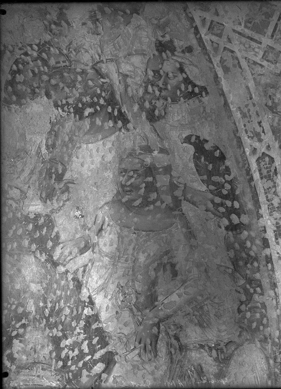 Mantova - Pitture murali (negativo) di Maestro di Mombaroccio o dell'Incoronazione Bellpuig (attr), Anonimo (XX)