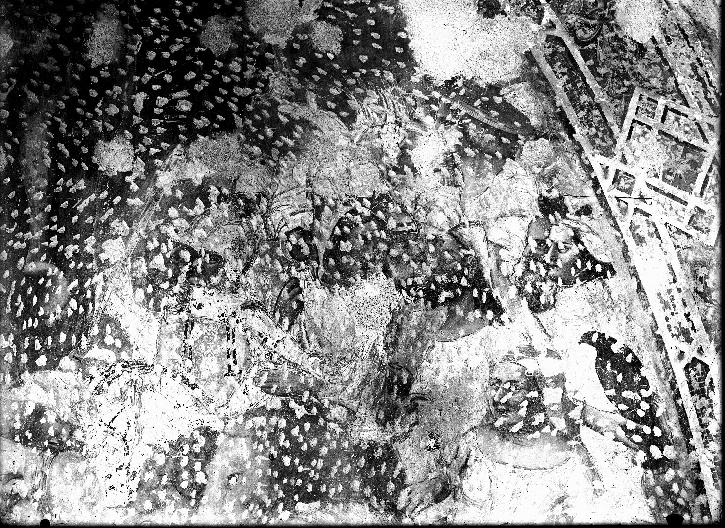 Mantova - Pitture murali (negativo) di Maestro di Mombaroccio o dell'Incoronazione Bellpuig (attr), Anonimo (XX)