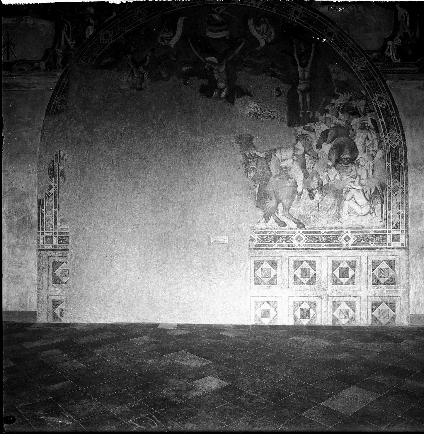Mantova - Pitture murali (negativo) di Maestro di Mombaroccio o dell'Incoronazione Bellpuig (attr), Anonimo (XX)