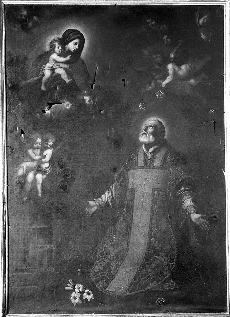 San Filippo Neri ha la visione della Madonna con Bambino (dipinto) di Balassi Mario (attribuito) (metà sec. XVII)