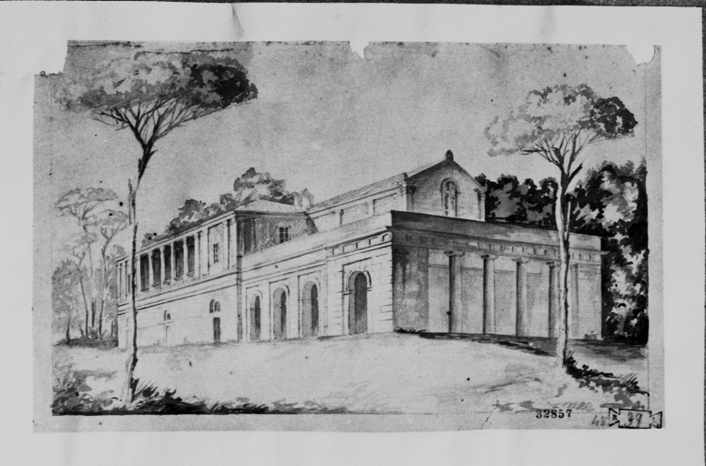 Roma - Villa Borghese - Chiesa di Piazza di Siena - veduta (positivo) di Ricciardelli, Luigi, Asprucci, Antonio, Asprucci, Mario, Foto Morelli (seconda meta' XX)