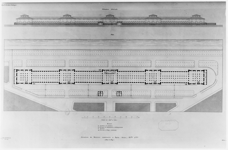 Parigi - Granai - pianta - alzato (positivo) di Delannoy, M, Jay, M, anonimo (seconda meta' XX)