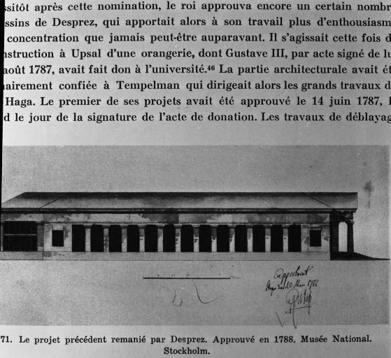 Botanica - scuola - progetto - alzato laterale (negativo) di Desprez, Jean Louis, anonimo (seconda meta' XX)