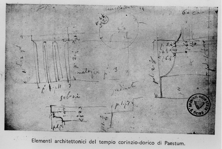 Taccuino - Paestum (negativo) di Fossati, Gaspare, anonimo (seconda meta' XX)