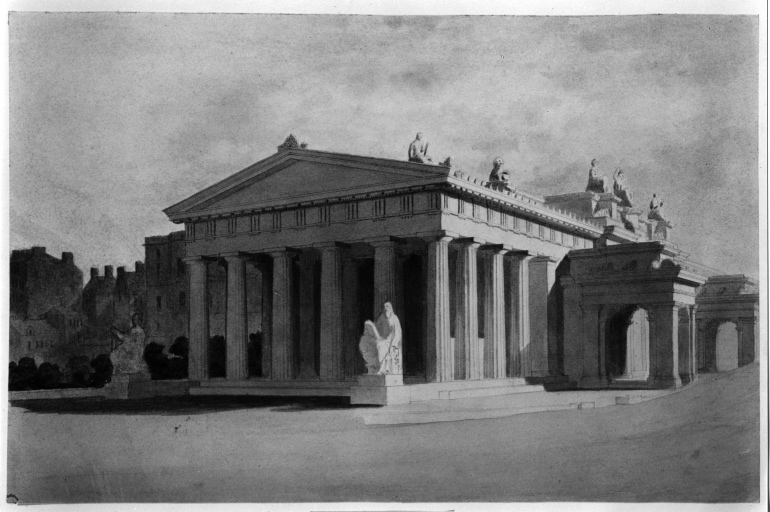 Edimburgo - National Gallery - Royal Scottish Academy - progetto - veduta (negativo) di Hamilton, Thomas, Scott, Tom (seconda meta' XX)