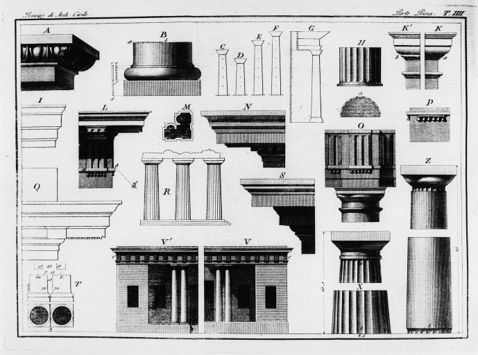 Trattato - architettura dorica (negativo) di Antolini, Giovanni Antonio, anonimo (seconda meta' XX)