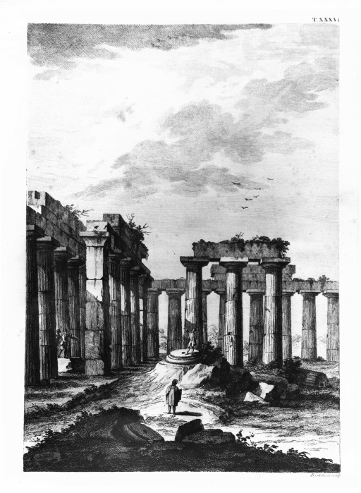 Paestum - Templi - veduta (negativo) di Volpato, Bartolozzi, Foto Giandean, Roma (seconda meta' XX)