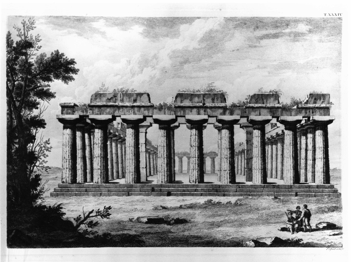 Paestum - Templi - veduta (negativo) di Volpato, Bartolozzi, Foto Giandean, Roma (seconda meta' XX)