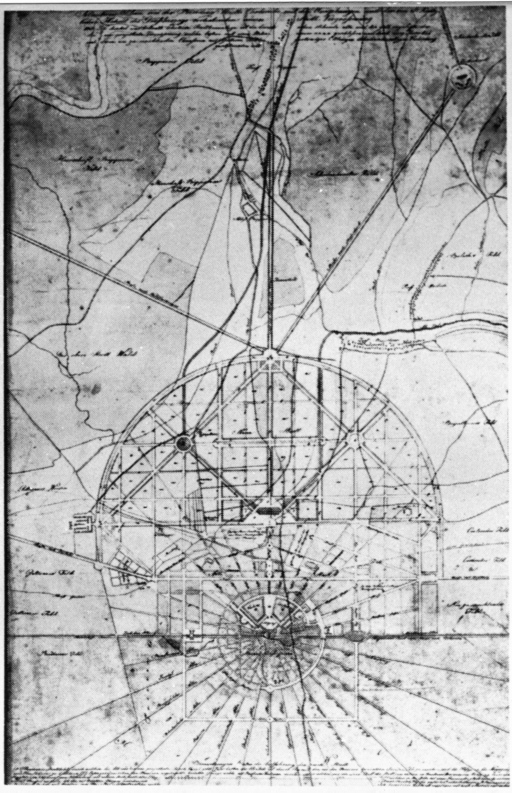 Karlsruhe - Umgebung - planimetria (positivo) di Weinbrenner, Friedrich, anonimo (seconda meta' XX)