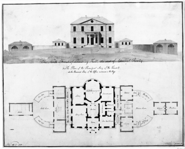 Suffolk - Tendring hall - progetto (negativo) di Soane, John, anonimo (seconda meta' XX)