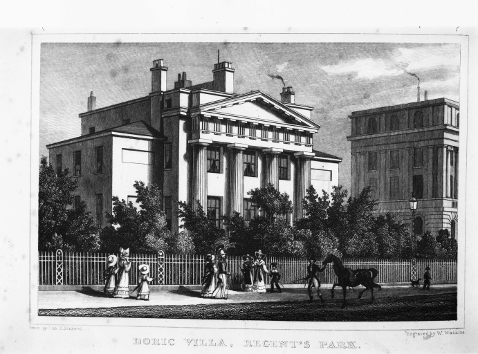 Londra - Regent's park - villa dorica -veduta (negativo) di Shepherd, Thomas Hosmer, Watkins, William, anonimo (seconda meta' XX)