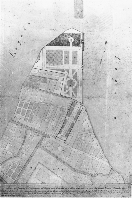 Venezia - Giardini Napoleonici a Castello - progetto - planimetria (positivo) di Selva, Giannantonio, anonimo (seconda meta' XX)