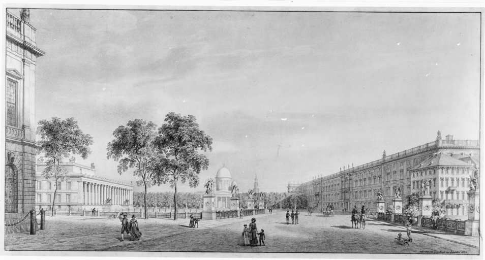 Berlino - Lustgarten - Altes Museum - veduta (positivo) di Schinkel, Karl Friedrich, anonimo (seconda meta' XX)
