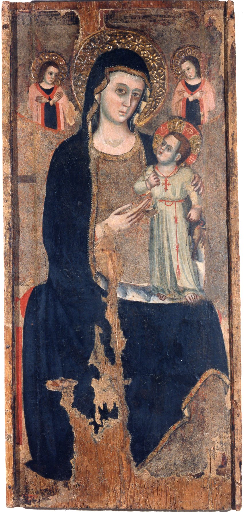 Madonna nera di Costantinopoli, Madonna in trono con Bambino (dipinto) di Maestro D'Offida (Luca d'Atri?) (attribuito) - ambito dell'Italia centrale (inizio sec. XV)