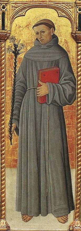 Sant'Antonio da Padova (scomparto di polittico) di Maestro dei Polittici Crivelleschi (ultimo quarto sec. XV)