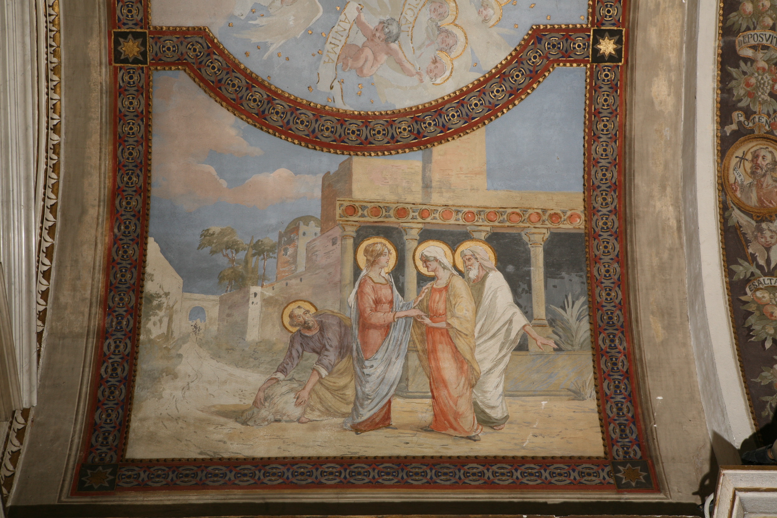 Visitazione, Maria Vergine incontra Sant'Elisabetta (dipinto, elemento d'insieme) di Cherubini Giuseppe (primo quarto sec. XX)