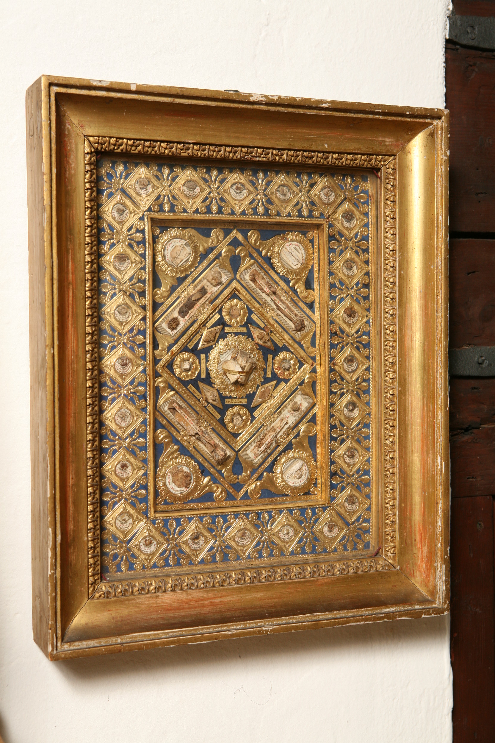 reliquiario a teca, coppia - bottega italiana (prima meta' sec. XIX)