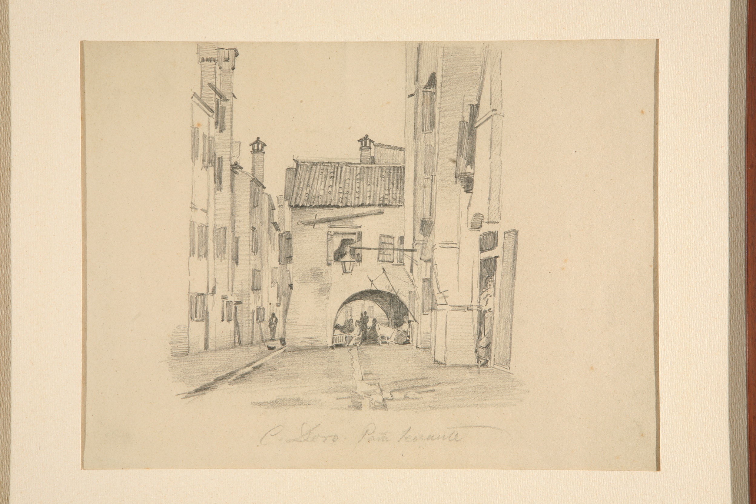 Calle D'oro parte levante, veduta della calle D'oro a Chioggia (disegno, opera isolata) di Naccari Aristide (ultimo quarto sec. XIX)