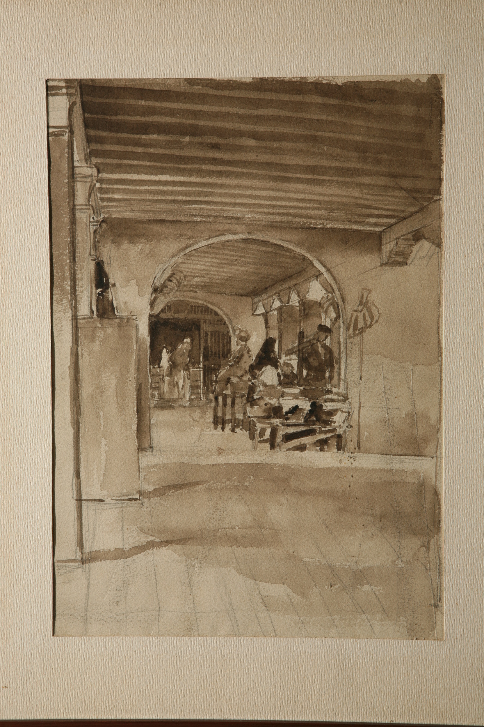 Passaggio sotto il granaio, veduta di un interno (disegno, opera isolata) di Naccari Aristide (ultimo quarto sec. XIX)