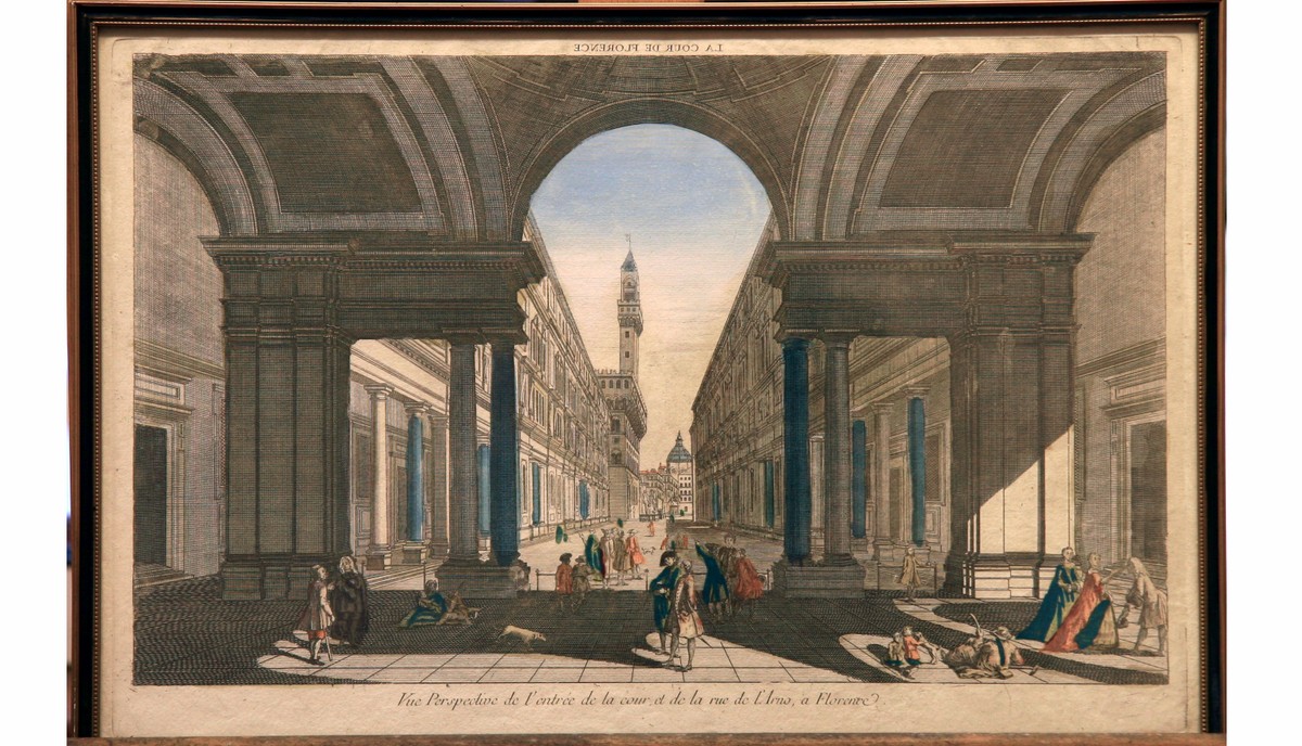 Veduta dalla corte dell'Arno a Firenze, Veduta dalla corte dell'Arno a Firenze (stampa) - ambito francese (metà XX sec)